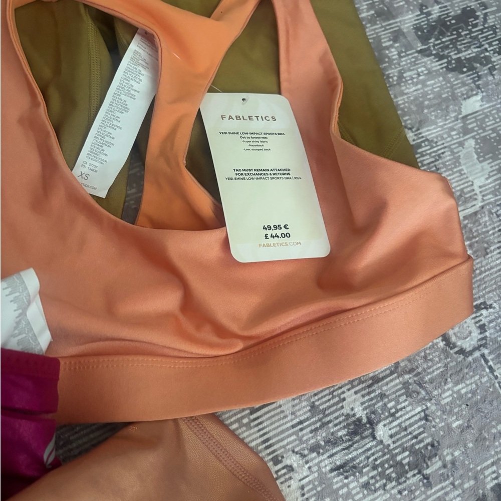 Fabletics Peach & Olive Twin Sports Bras - Picture 5 of 8
